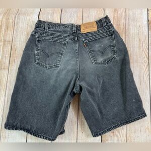 Mens Vintage Levi’s 560 Orange Tab Black Denim Loose Shorts Made In USA Size 32